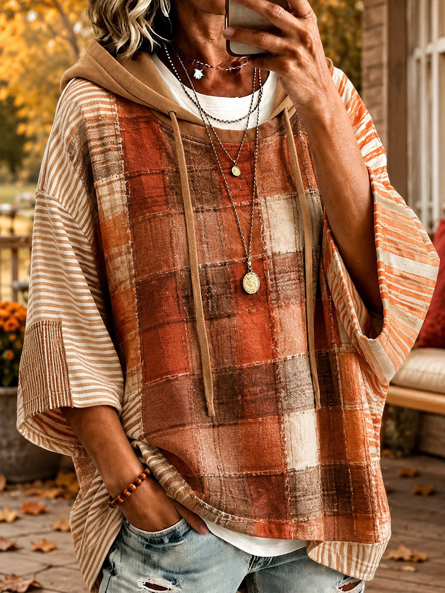 Simona | Autumn Toned Patchwork Oversized Hoodie