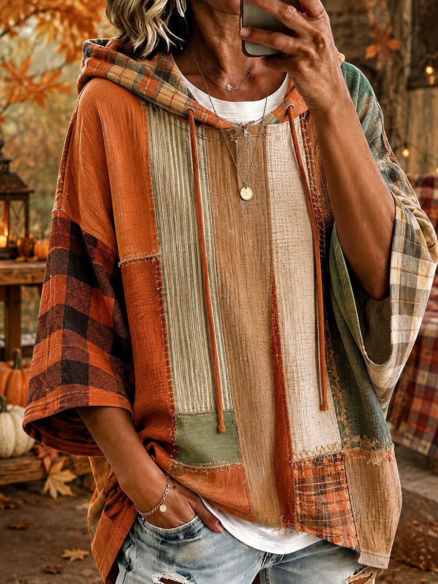 Andrea | Autumn Toned Patchwork Oversized Hoodie