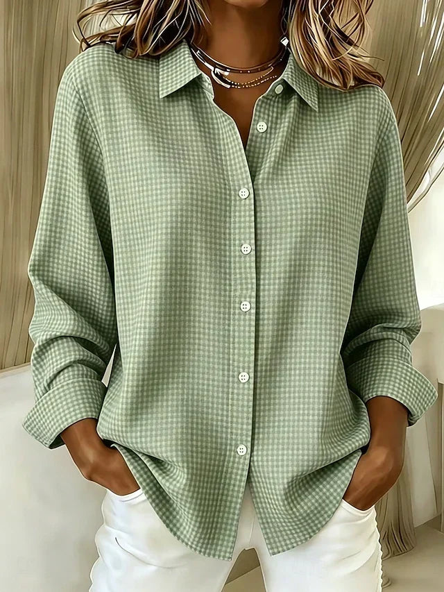 Hillrose | Relaxed Gingham Button Front Blouse