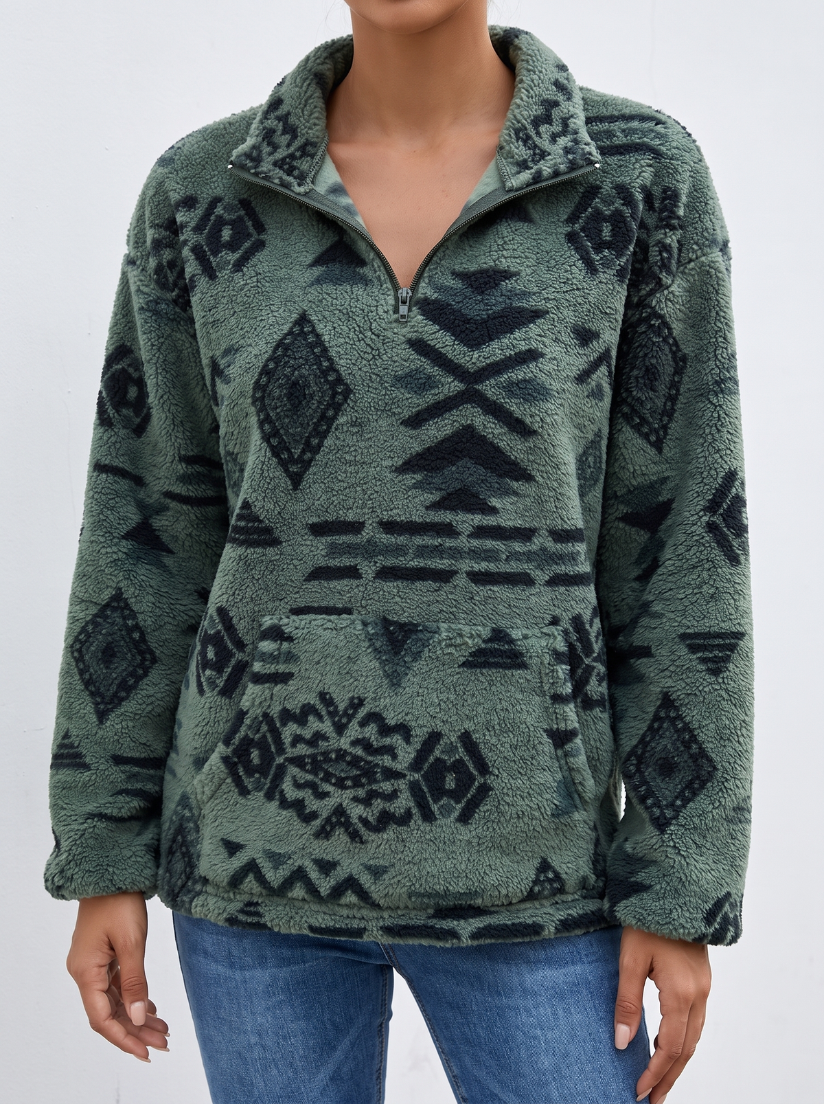 Talula | Forest Aztec Fleece Half-Zip