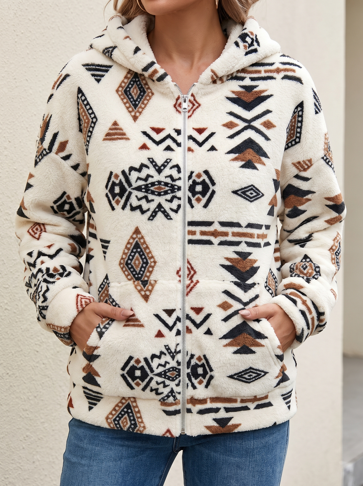 Winslow | Hooded Aztec Sherpa Jacket