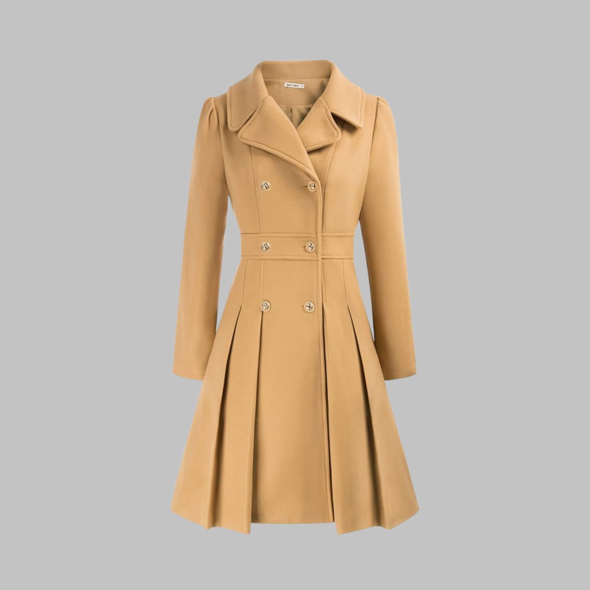 Vivienne | Double Breasted Pleated A Line Coat