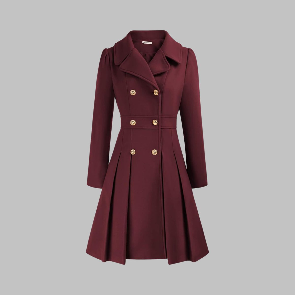 Vivienne | Double Breasted Pleated A Line Coat