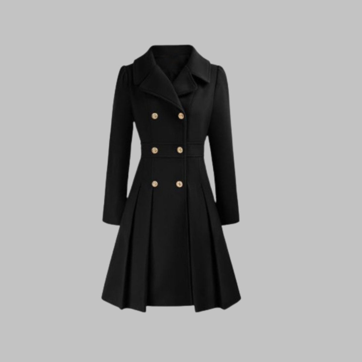 Vivienne | Double Breasted Pleated A Line Coat