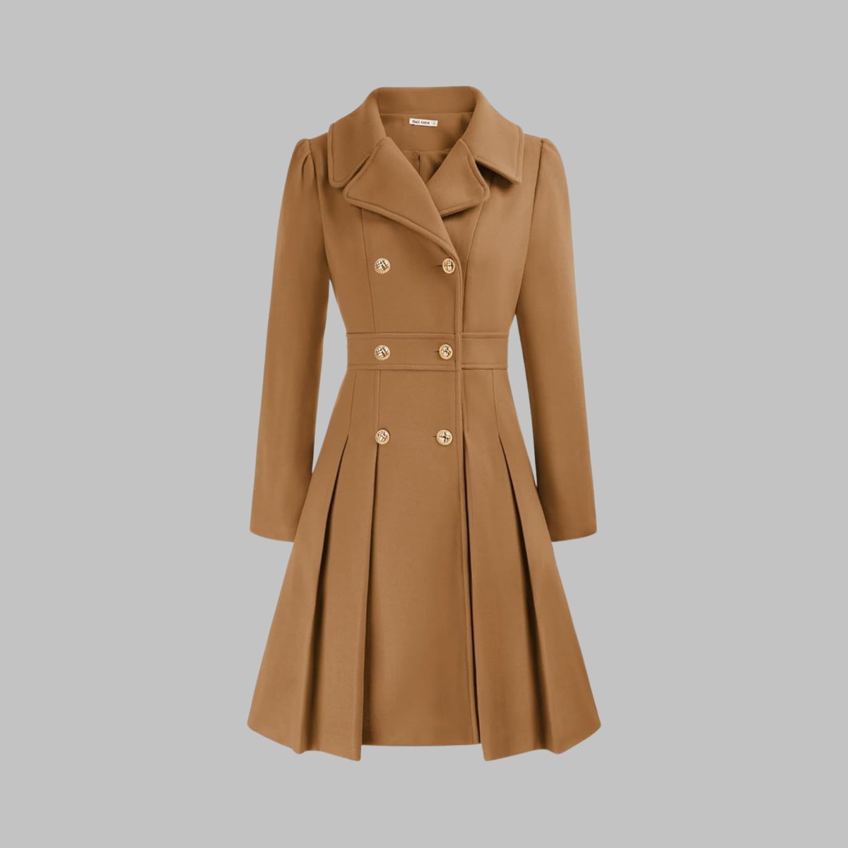 Vivienne | Double Breasted Pleated A Line Coat