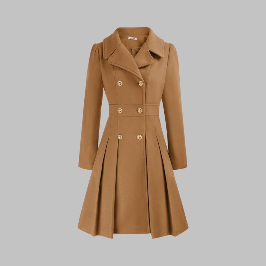 Vivienne | Double Breasted Pleated A Line Coat