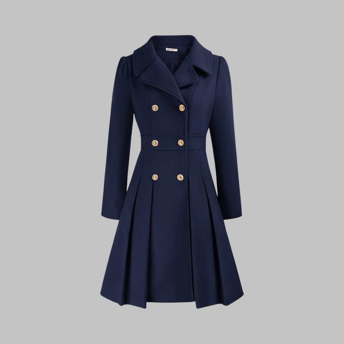 Vivienne | Double Breasted Pleated A Line Coat