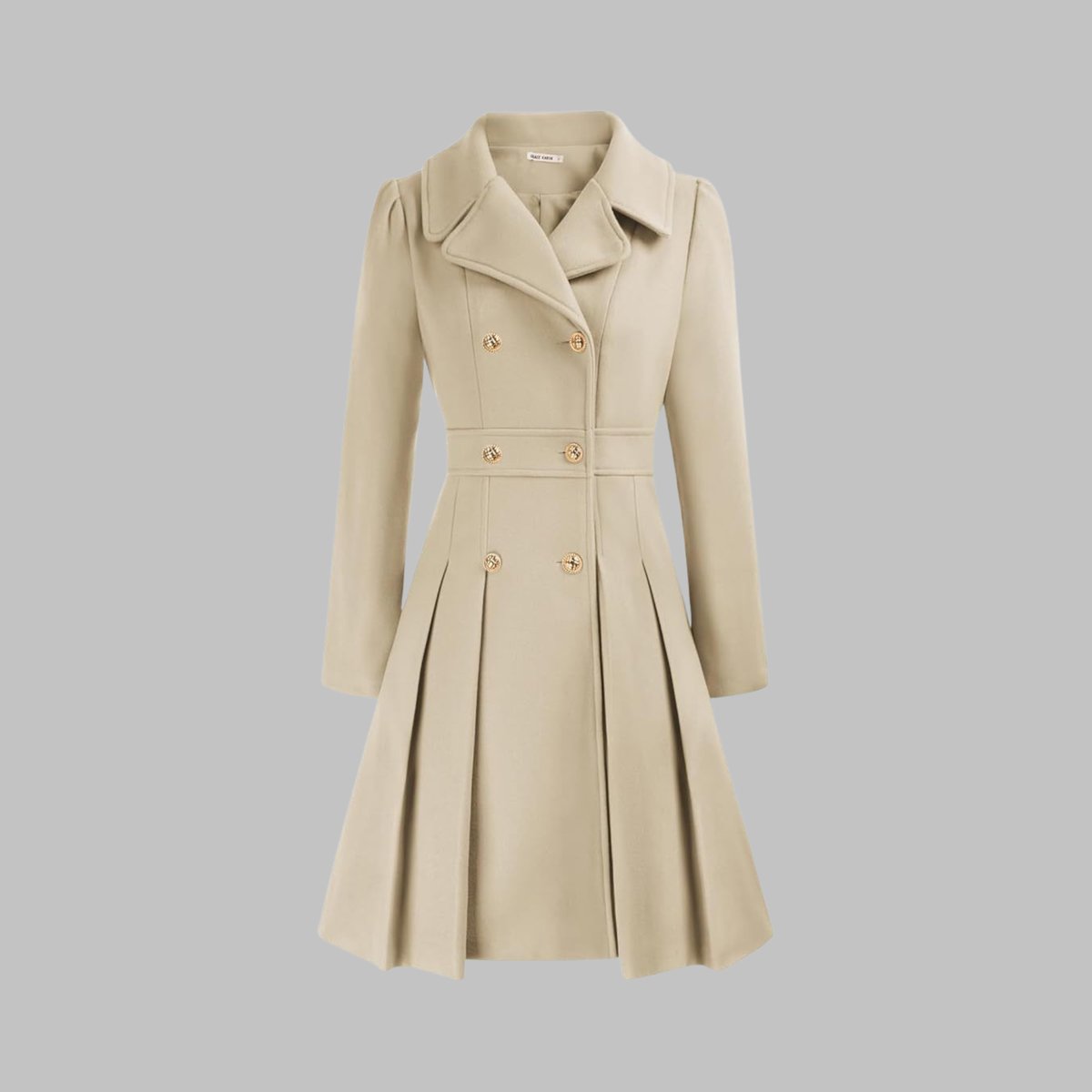 Vivienne | Double Breasted Pleated A Line Coat
