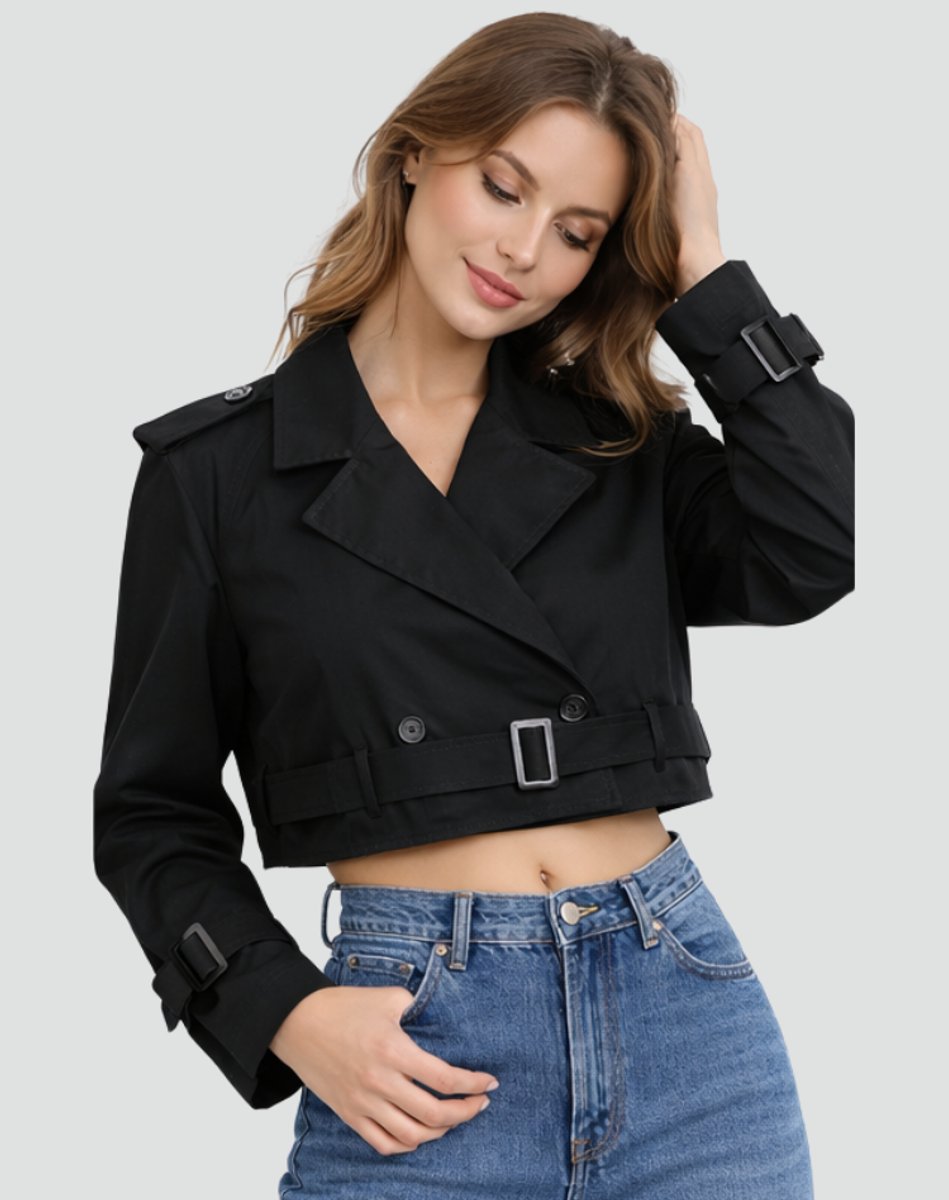 Clarissa | Cropped Belted Trench Jacket