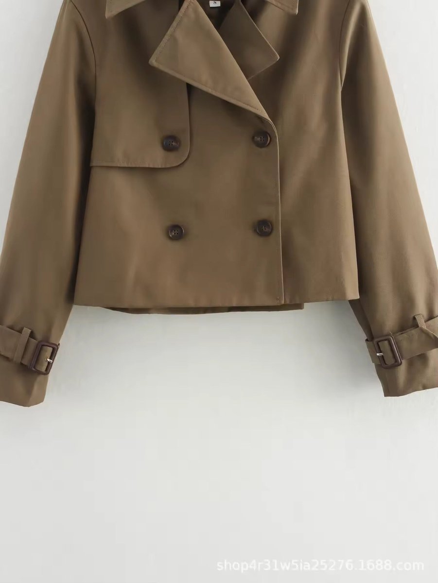 Pauline | Cropped Double Breasted Trench Coat