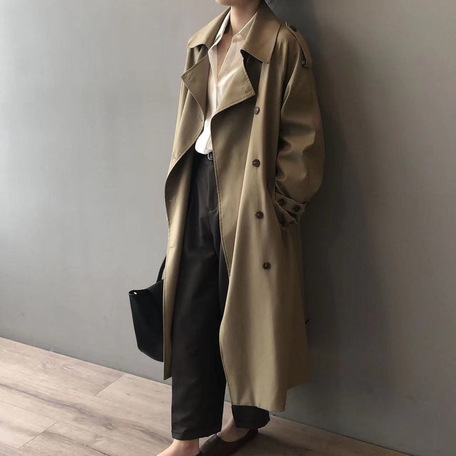 Cecilia | Double Breasted Belted Long Trench Coat