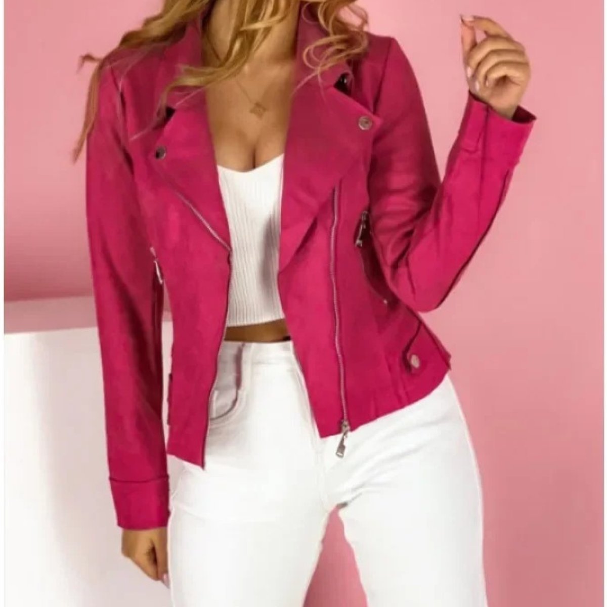 Corina | Convertible Collar Zip Up Moto Jacket