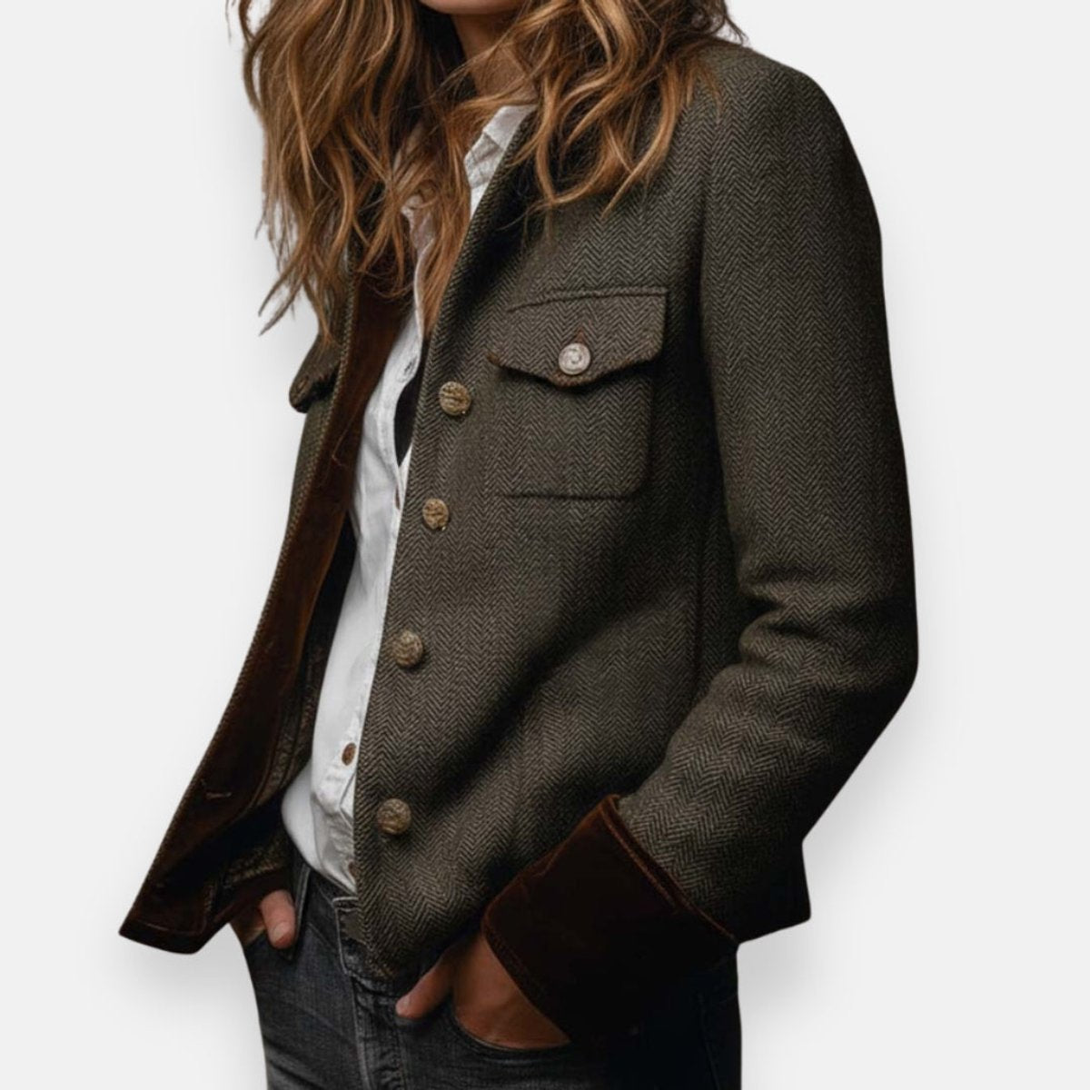 Florence | Military Style Herringbone Jacket