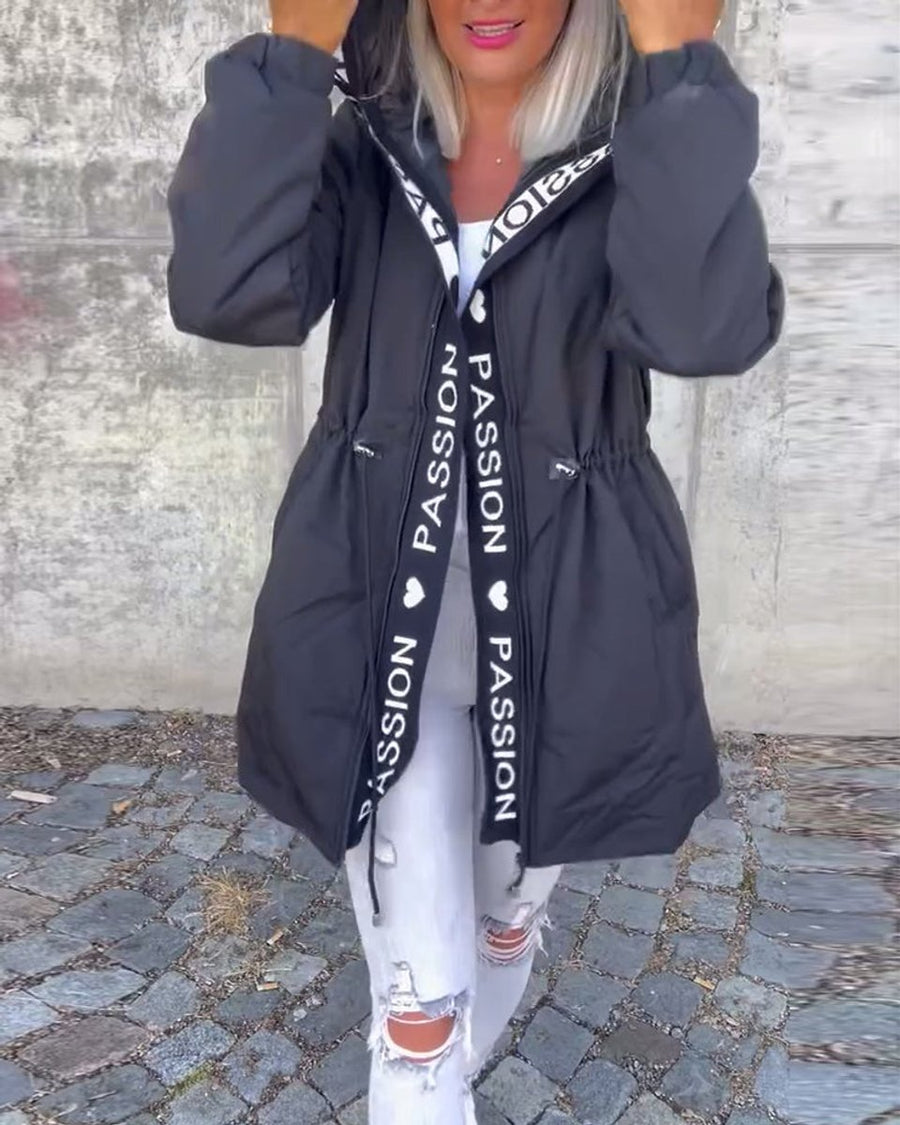 Corinne | Hooded Drawstring Midi Parka