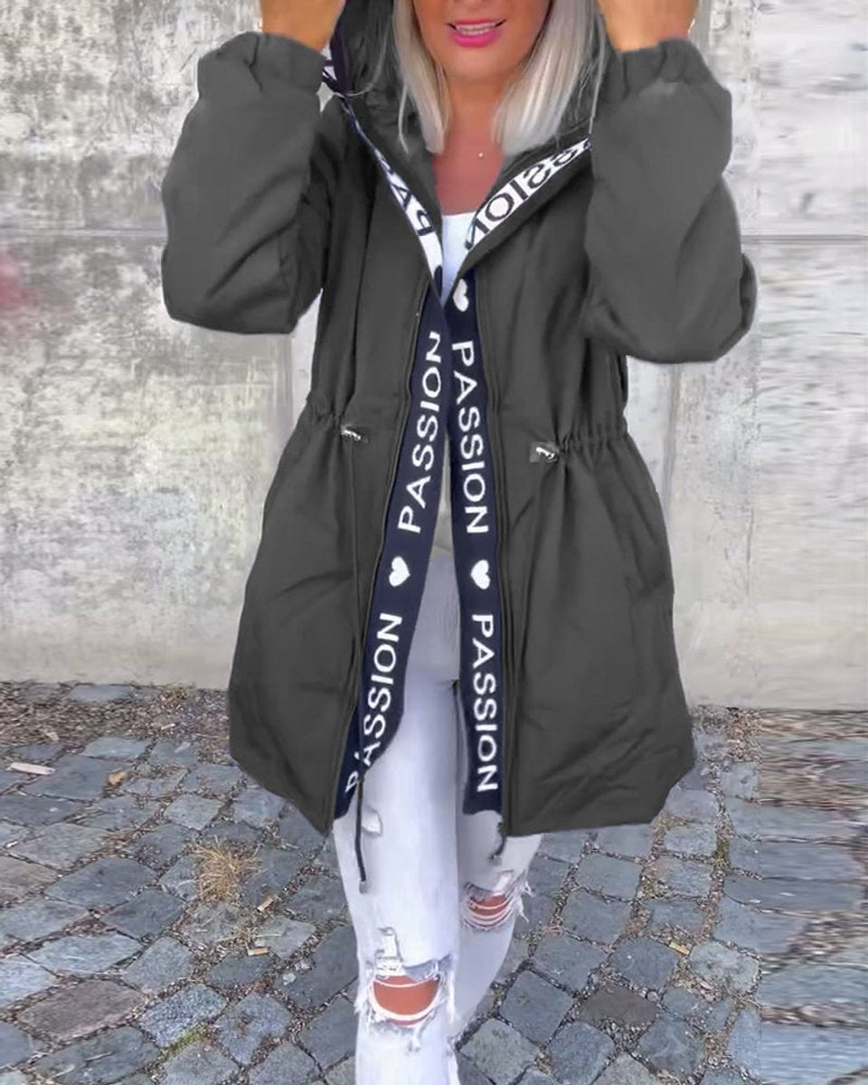 Corinne | Hooded Drawstring Midi Parka