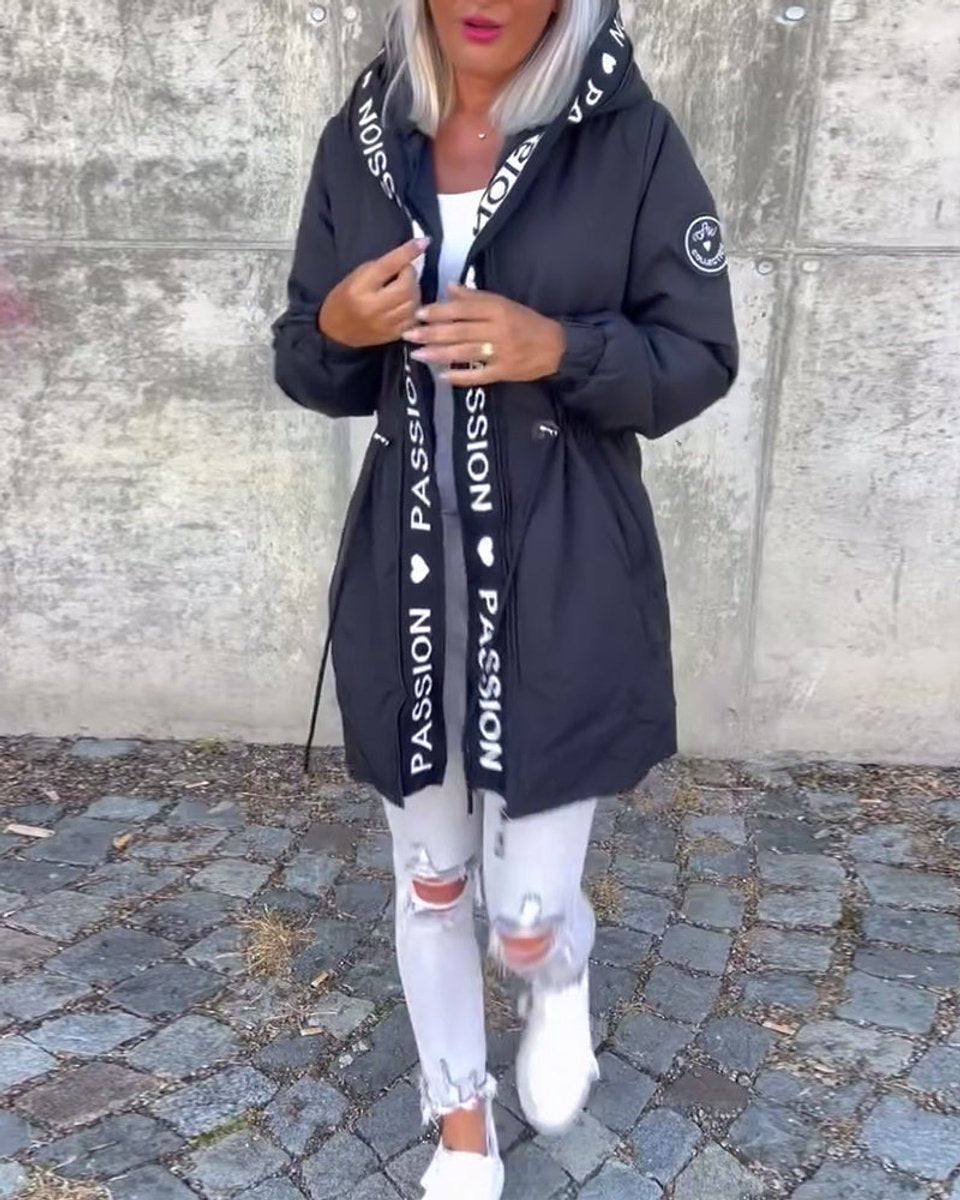 Corinne | Hooded Drawstring Midi Parka