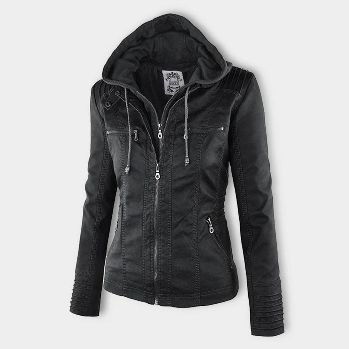 Harlow | Hooded Moto Jacket with Removable Hood