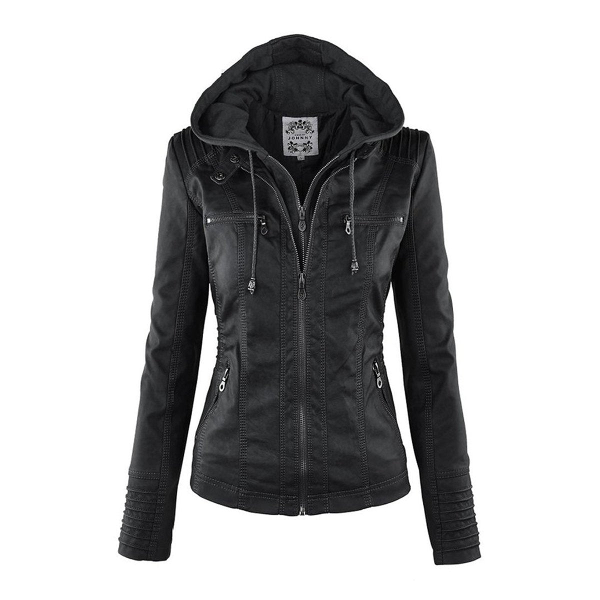 Harlow | Hooded Moto Jacket with Removable Hood