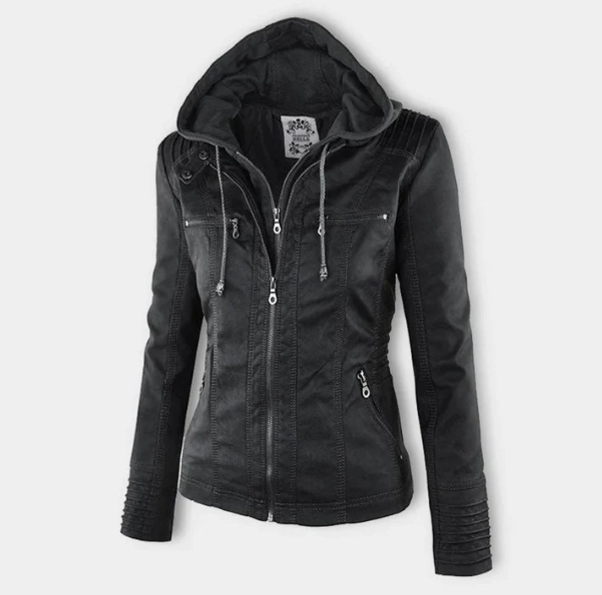 Diana | Hooded Zip Up Moto Jacket