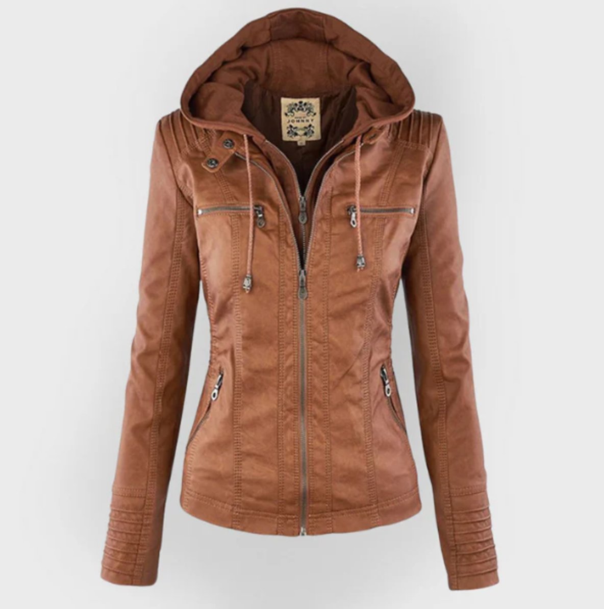 Diana | Hooded Zip Up Moto Jacket