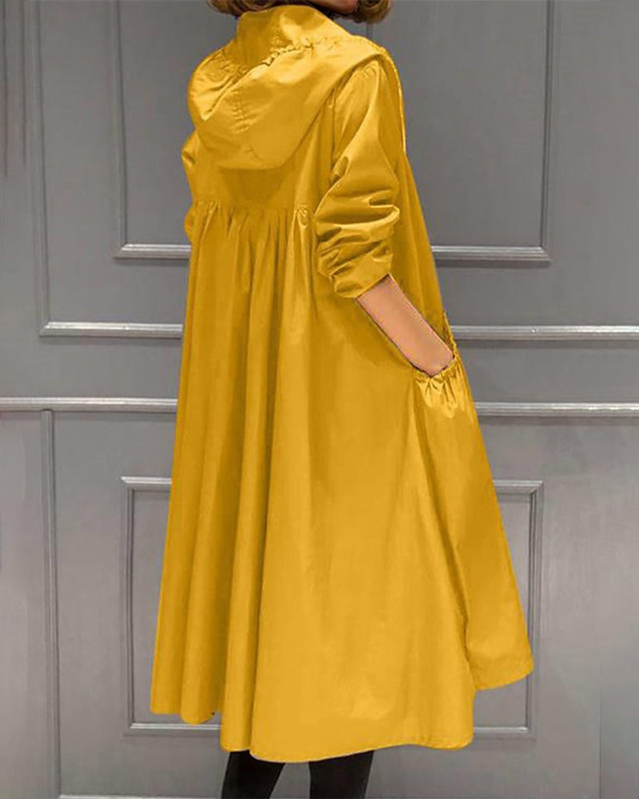 Sandra | Hooded Longline Zip Up Coat