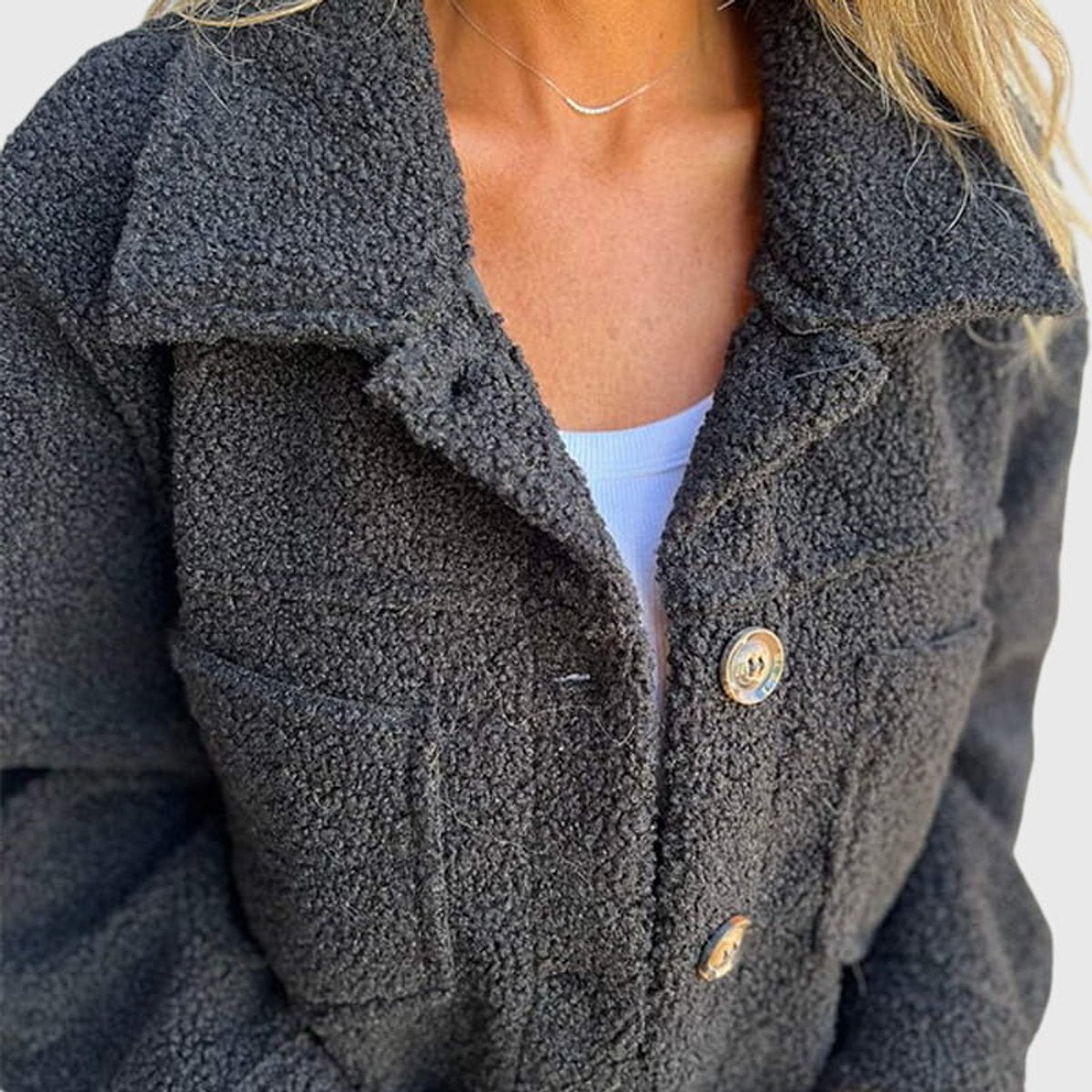 Diane | Cozy Button Front Jacket