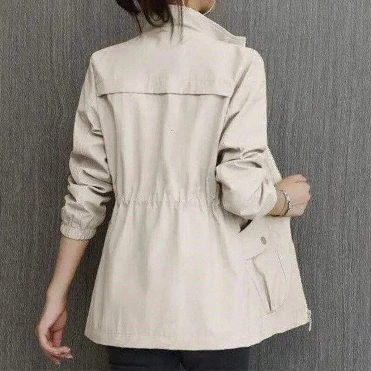 Marisa | Lightweight Zip Up Bomber Jacket with Drawstring Waist