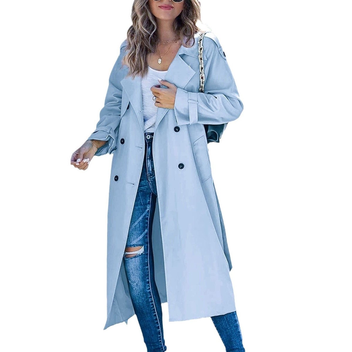 Sonia | Belted Double Breasted Longline Trench Coat