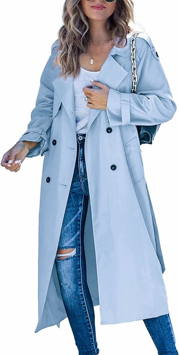 Sonia | Belted Double Breasted Longline Trench Coat