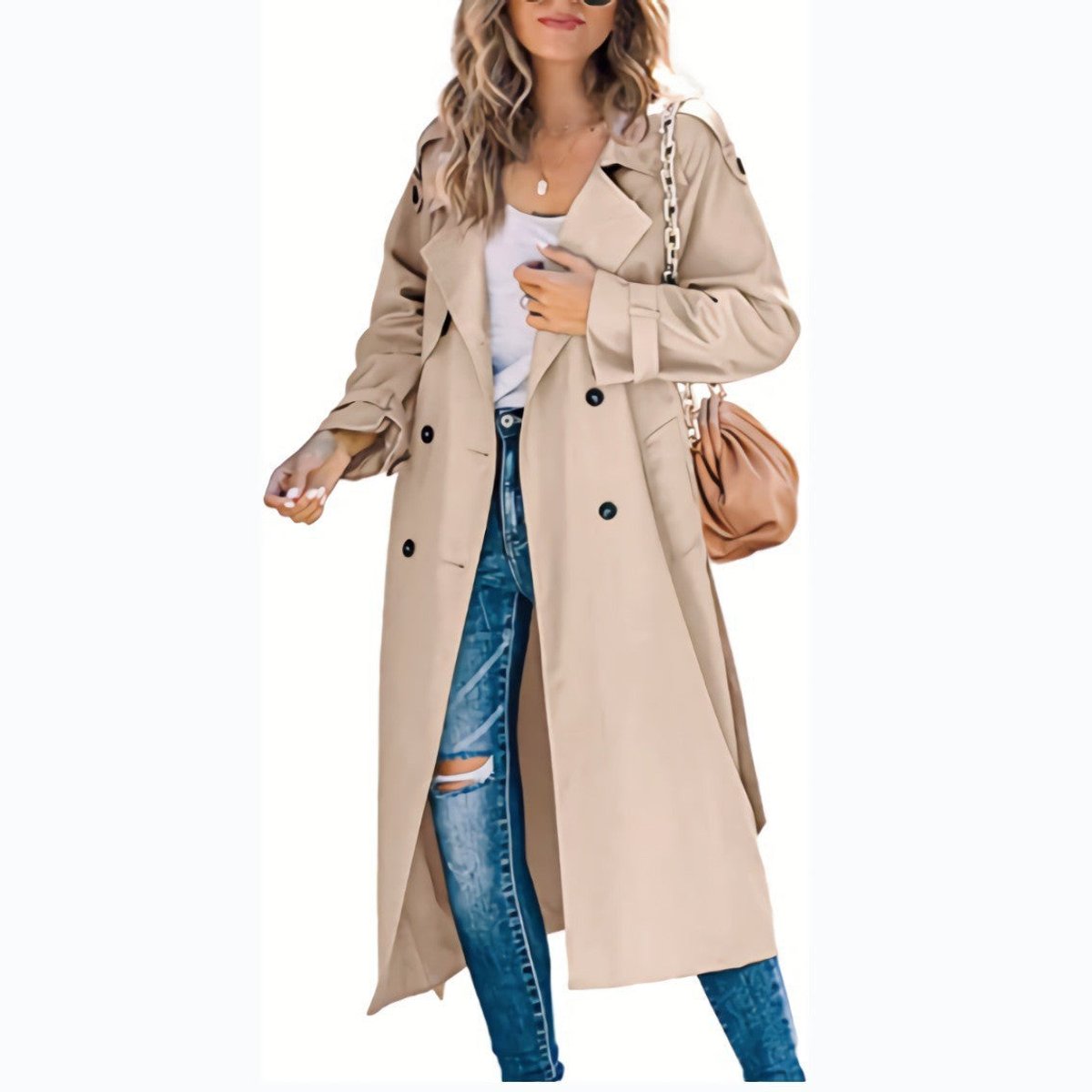 Sonia | Belted Double Breasted Longline Trench Coat