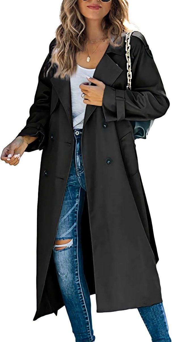 Sonia | Belted Double Breasted Longline Trench Coat