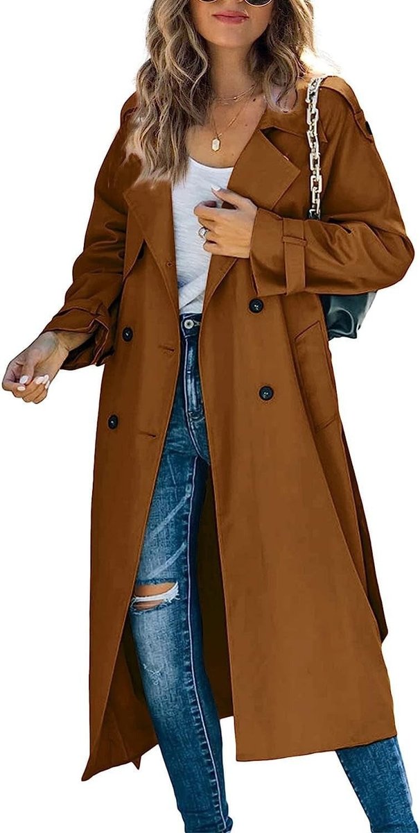Sonia | Belted Double Breasted Longline Trench Coat