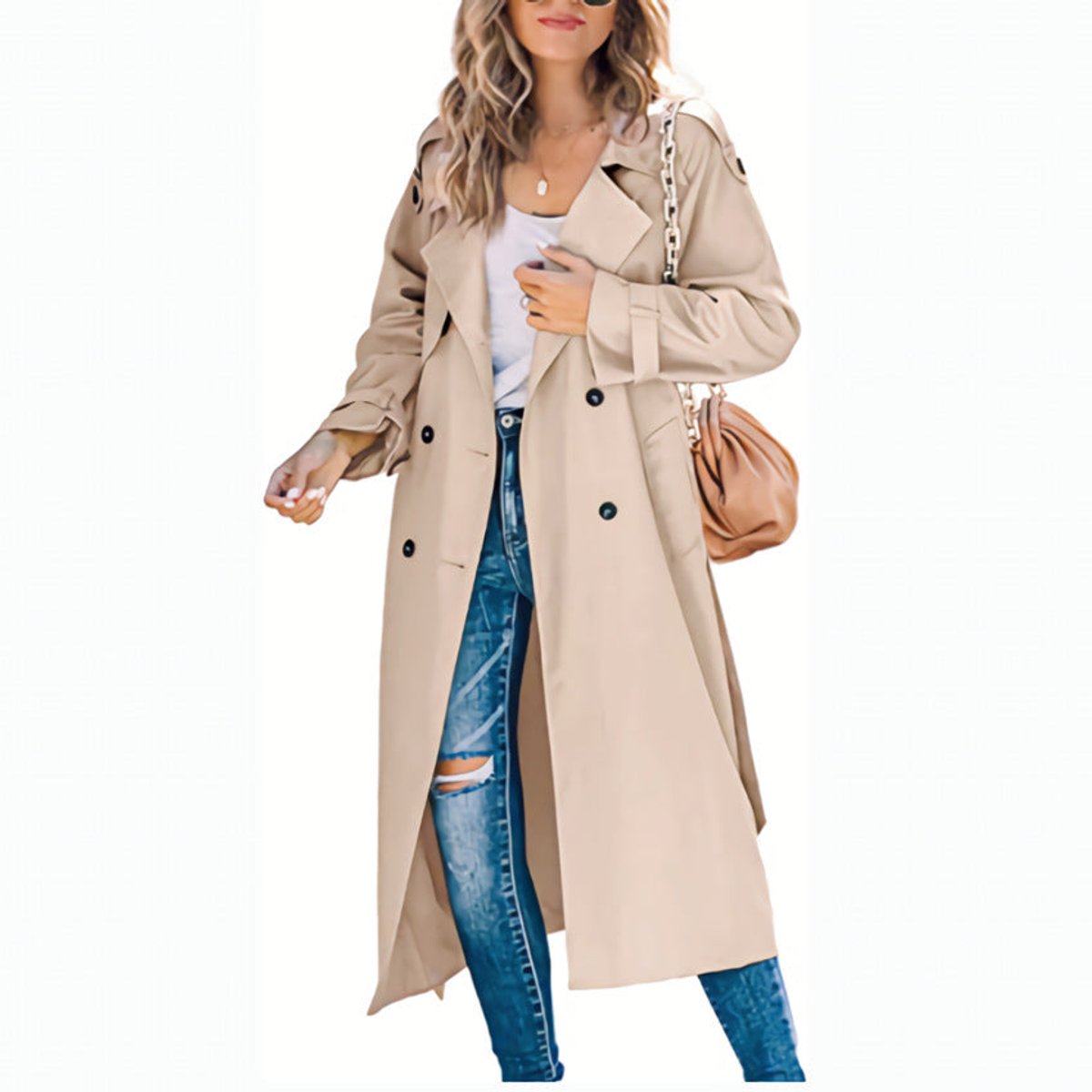 Sonia | Belted Double Breasted Longline Trench Coat