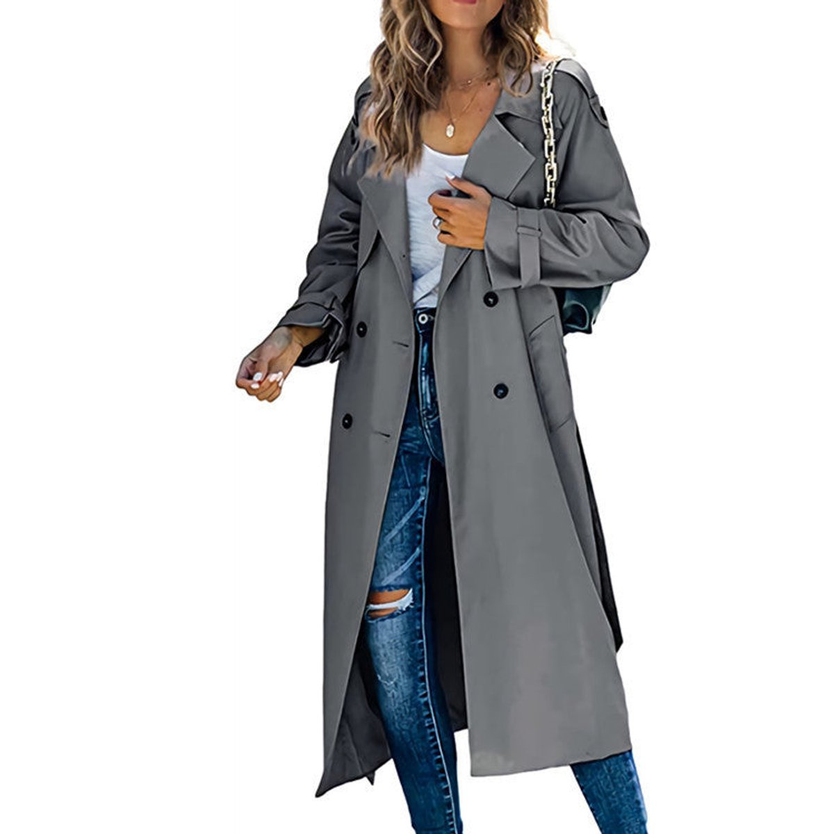 Sonia | Belted Double Breasted Longline Trench Coat