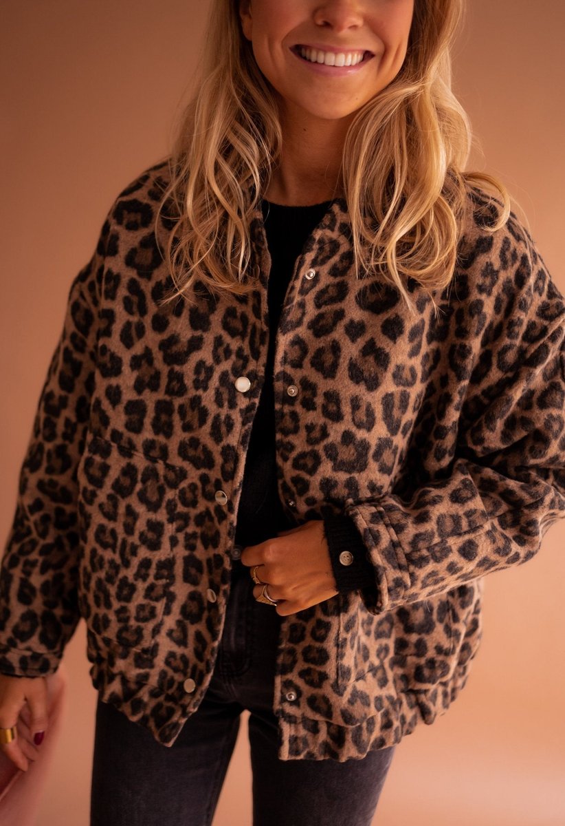Cressida | Oversized Leopard Print Quilted Jacket
