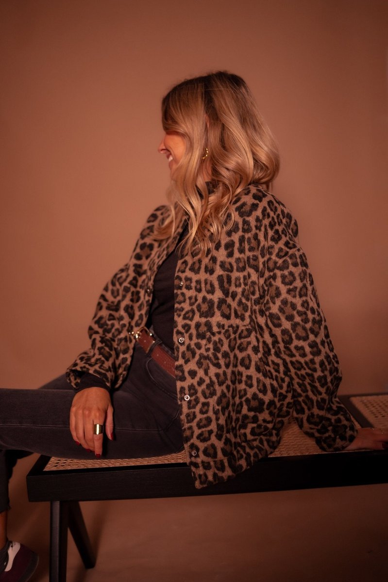 Cressida | Oversized Leopard Print Quilted Jacket