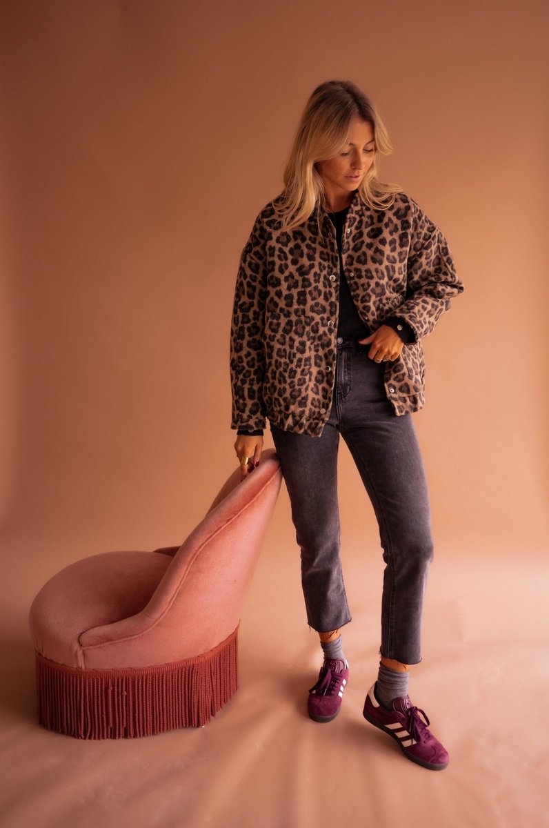 Cressida | Oversized Leopard Print Quilted Jacket