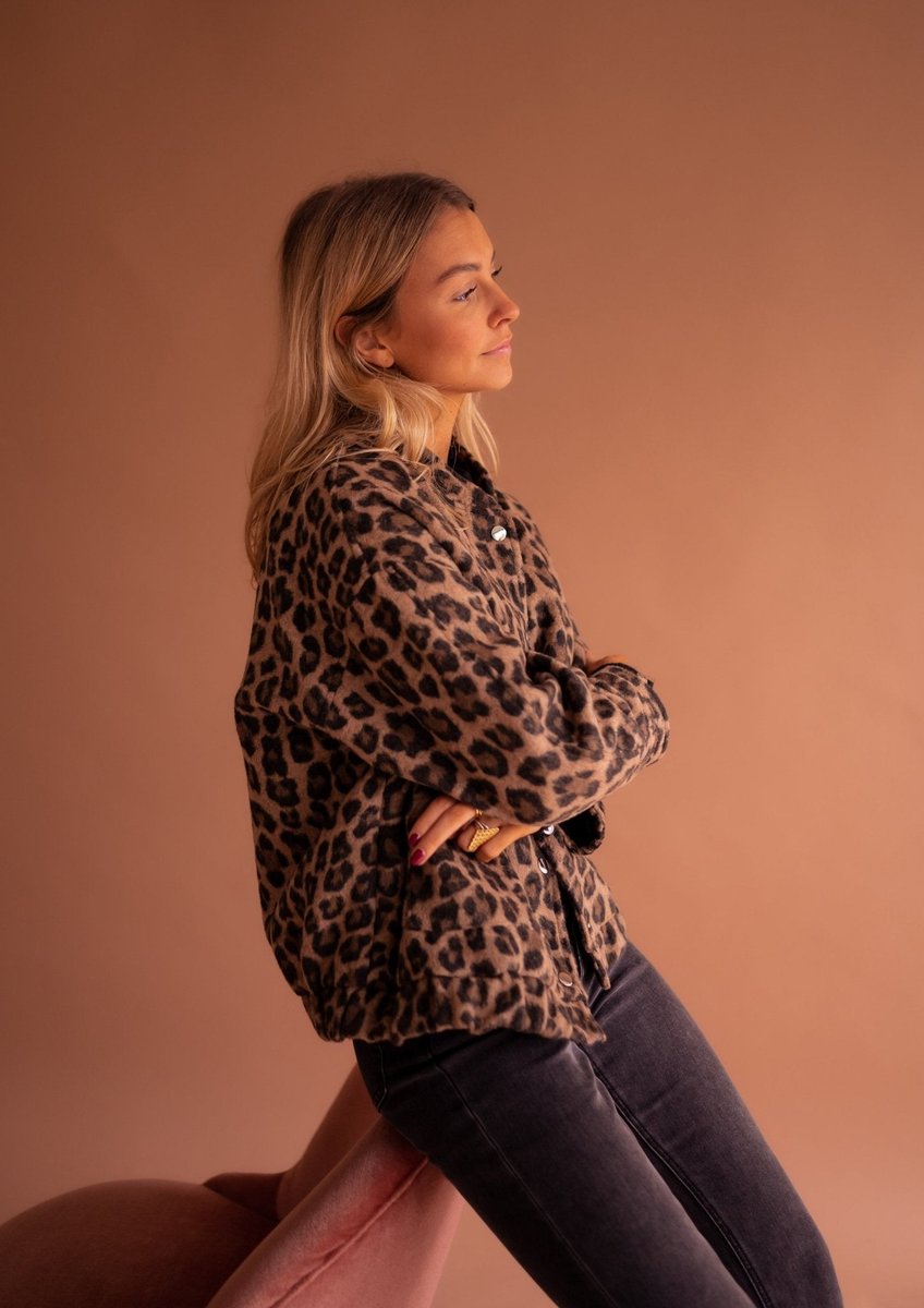 Cressida | Oversized Leopard Print Quilted Jacket