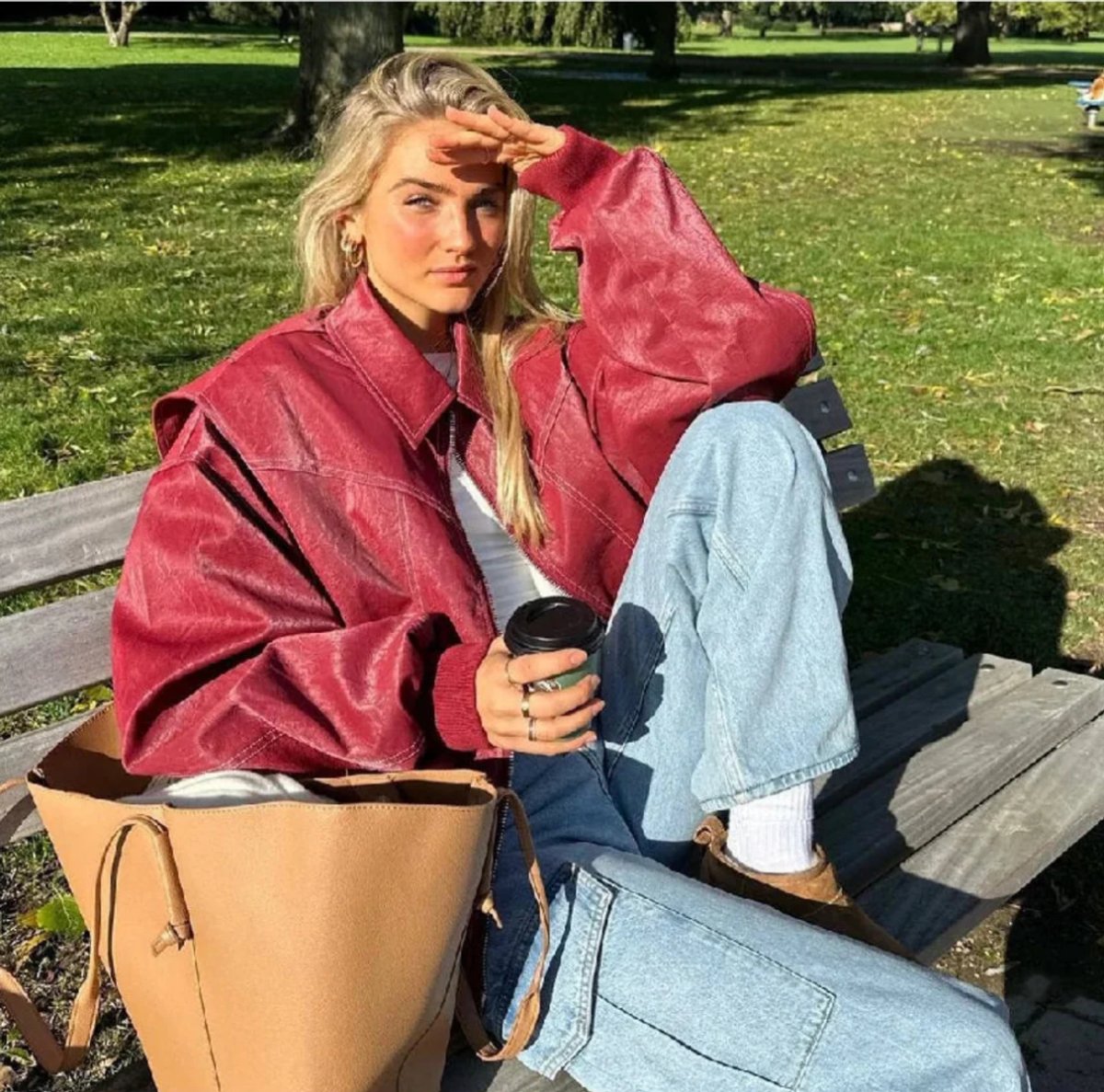 Greer | Oversized Contrast Stitch Bomber Jacket