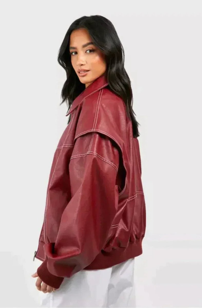 Greer | Oversized Contrast Stitch Bomber Jacket