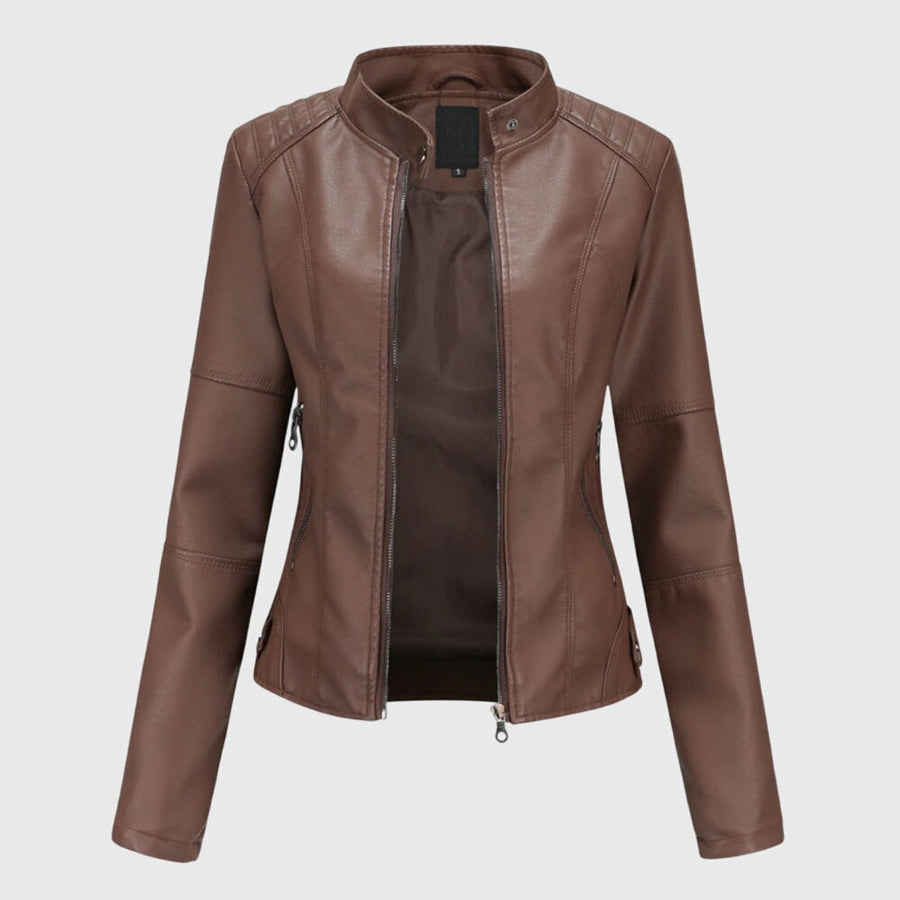 Delia | Slim Fit Stand Collar Zip Jacket
