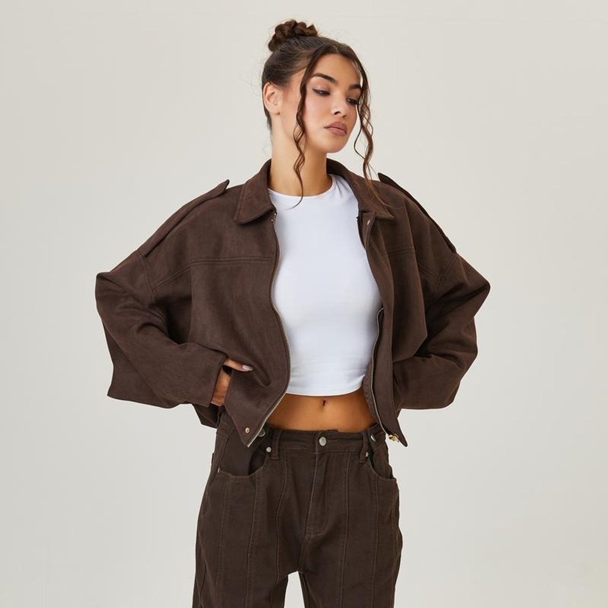 Lucia | Relaxed Zip Up Bomber Jacket