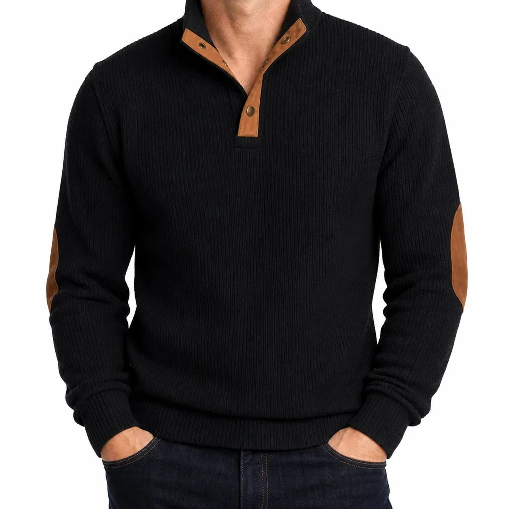 Boone | Buttoned Henley Knit Sweater
