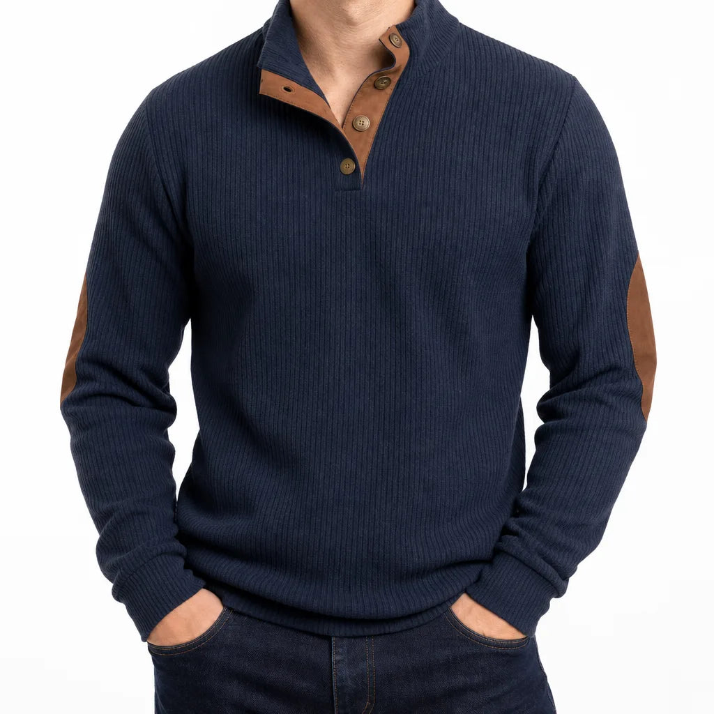 Boone | Buttoned Henley Knit Sweater