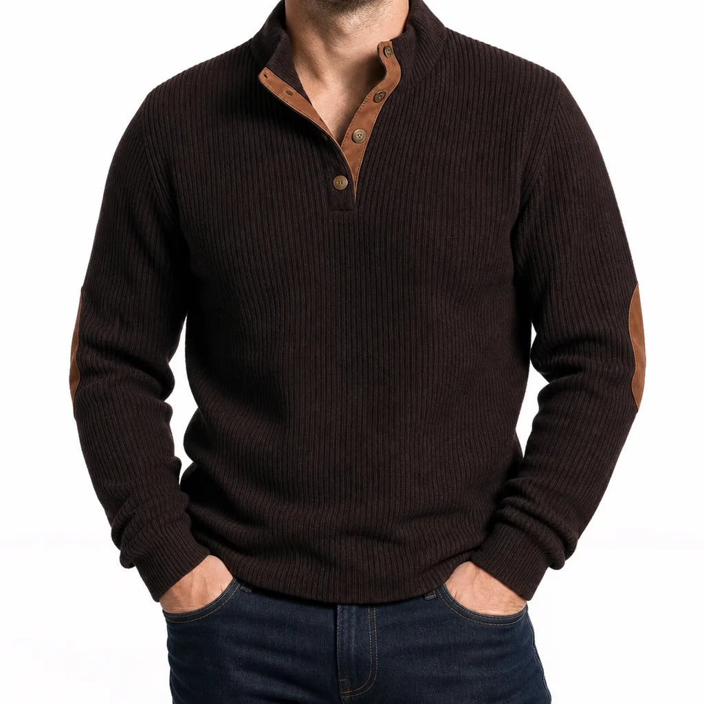Boone | Buttoned Henley Knit Sweater