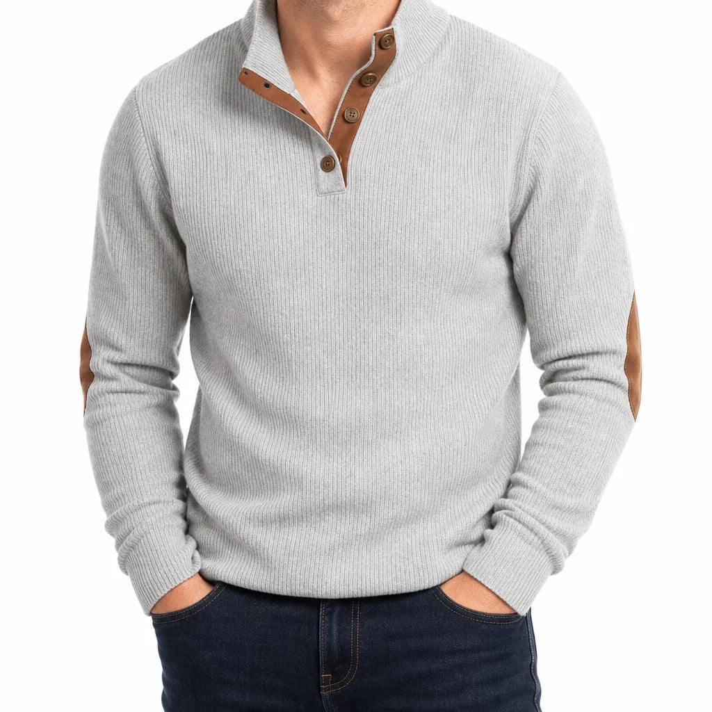 Boone | Buttoned Henley Knit Sweater