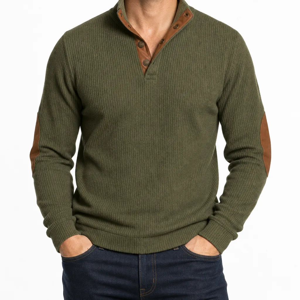 Boone | Buttoned Henley Knit Sweater