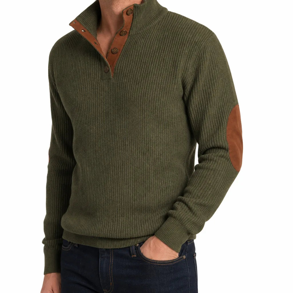 Boone | Buttoned Henley Knit Sweater