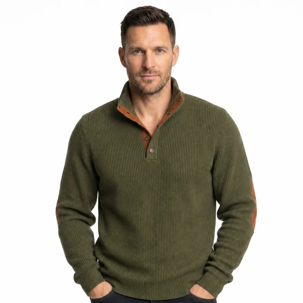 Boone | Buttoned Henley Knit Sweater