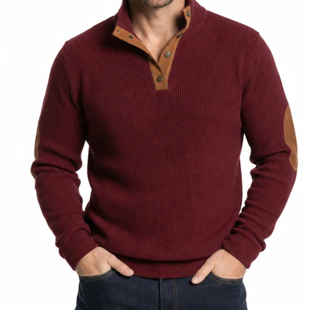 Boone | Buttoned Henley Knit Sweater